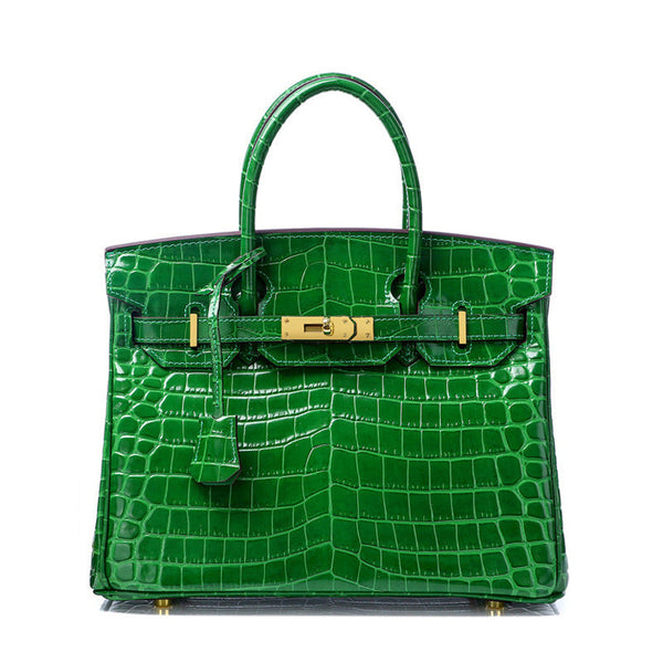 Sacs À Main À Poignée Supérieure En Cuir Véritable Imprimé Crocodile Lisse