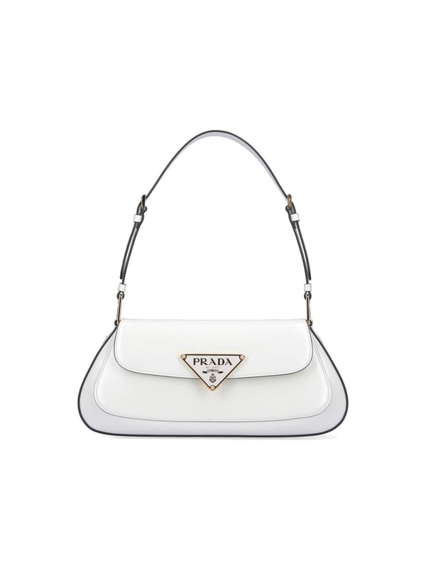 Sac porté épaule en vrai cuir verni Blanc